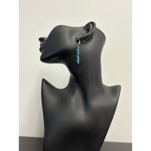 Blue Glass Bead Earrings Dangle Drop Hook Chic - Picture 12 of 12